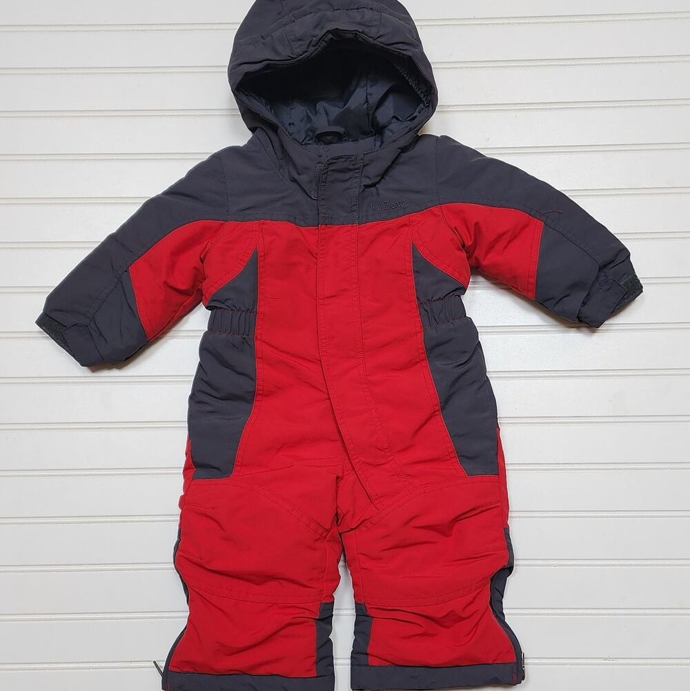 L.L. Bean Cold Buster One Piece Snowsuit Size 6-12 Months Red & Gray